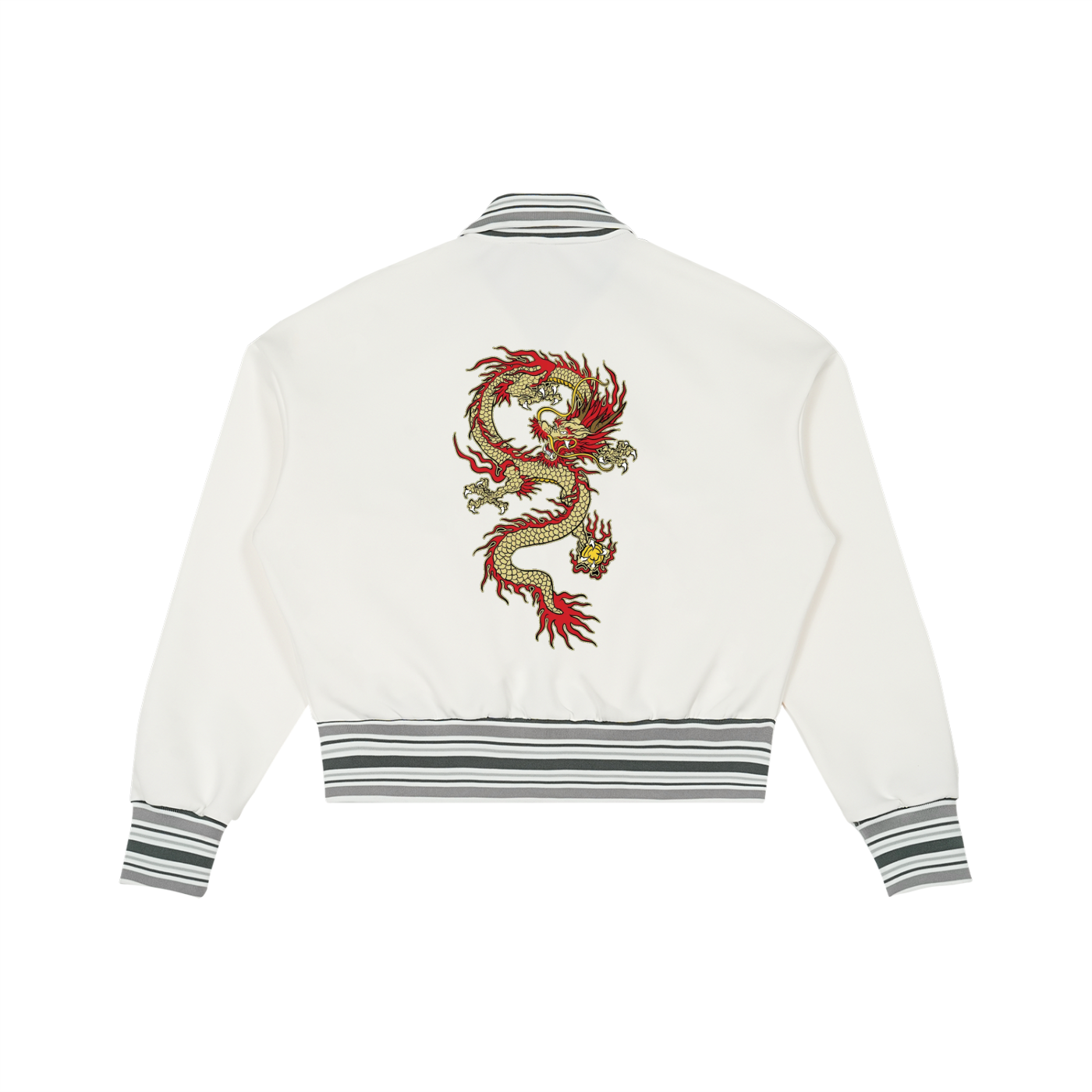 Striped Rib Collar Zip Jacket