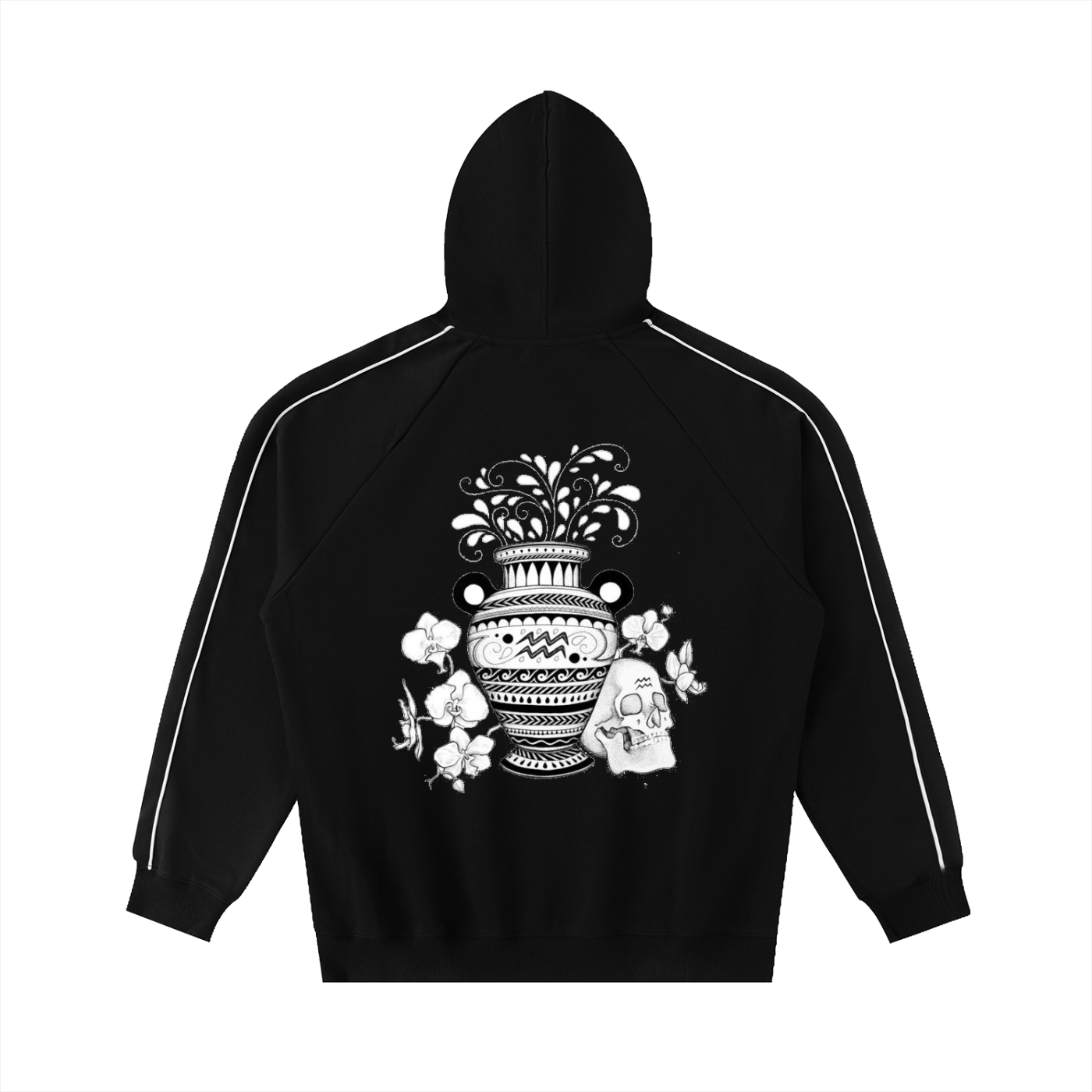 Contrast Piping Raglan Hoodie