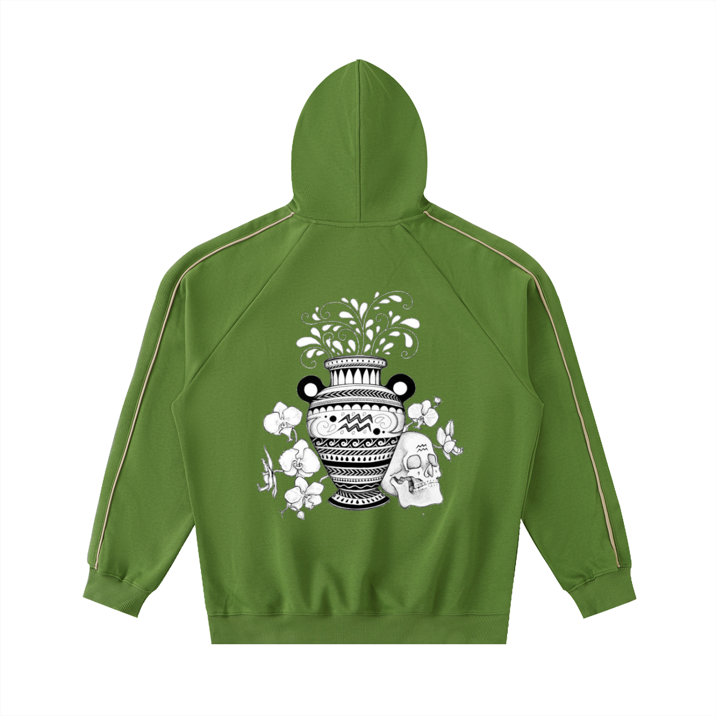 Contrast Piping Raglan Hoodie