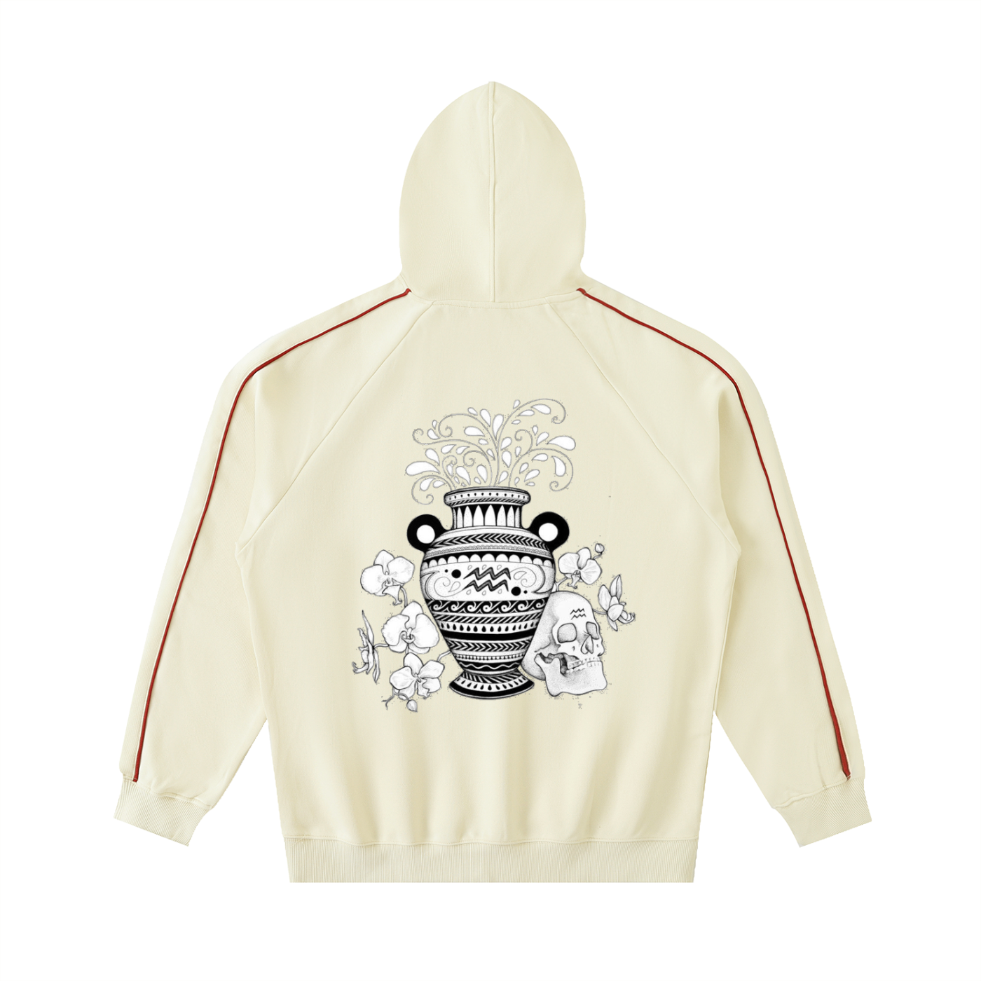 Contrast Piping Raglan Hoodie