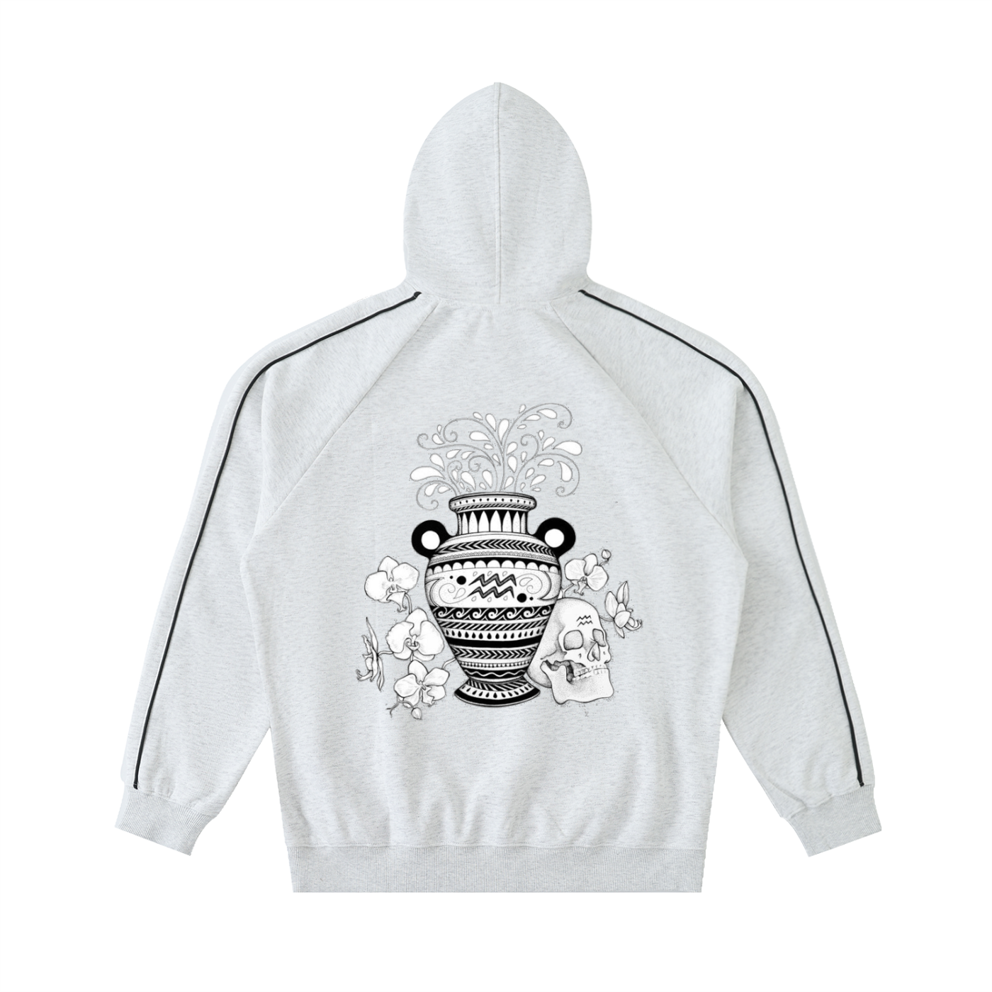 Contrast Piping Raglan Hoodie