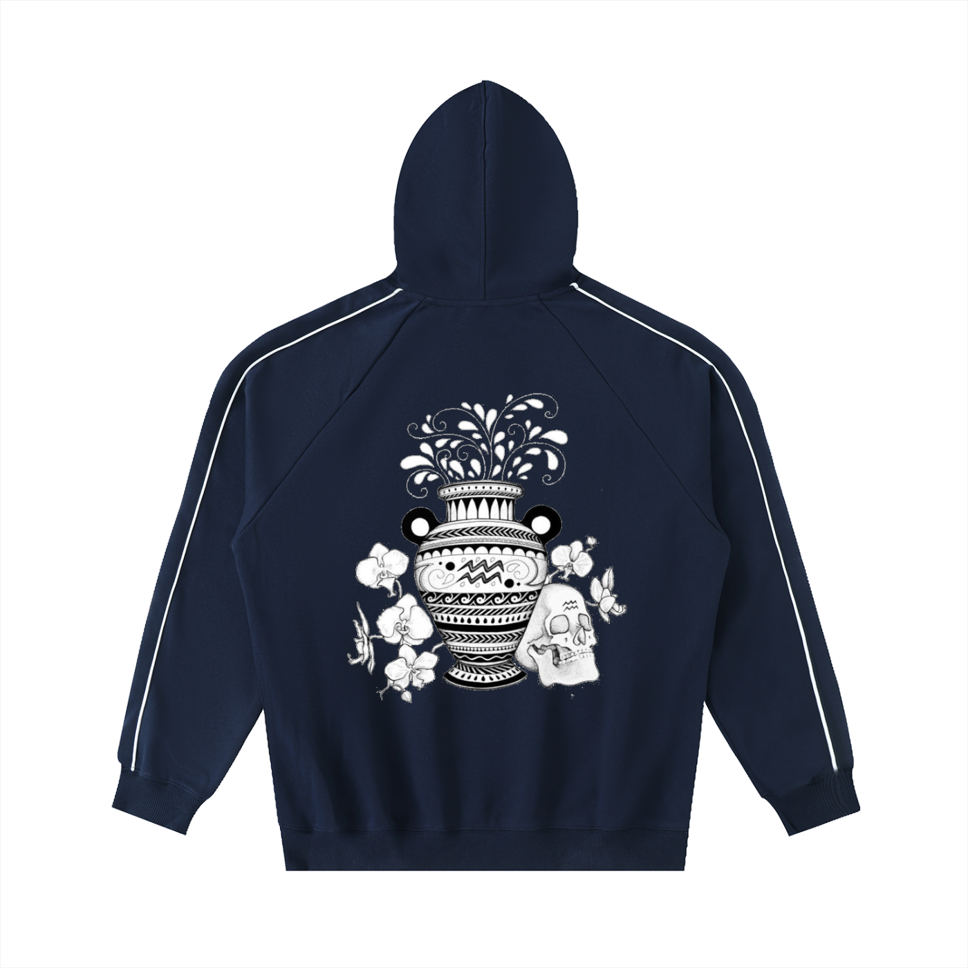 Contrast Piping Raglan Hoodie