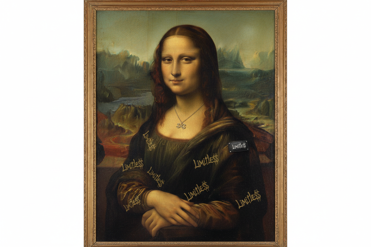 limitle$$ logo on monalisa 